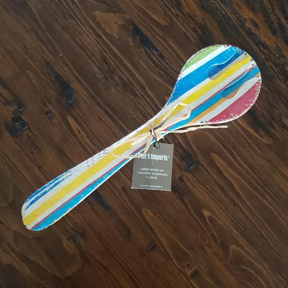 Pier 1 Imports Striped Salad Server Set